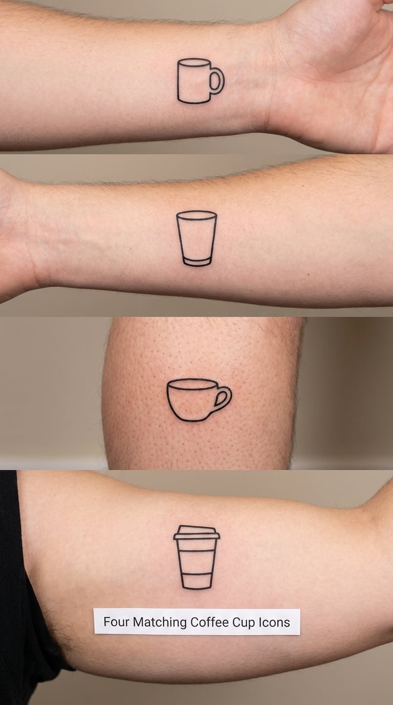 Four Matching Coffee Cup Icons