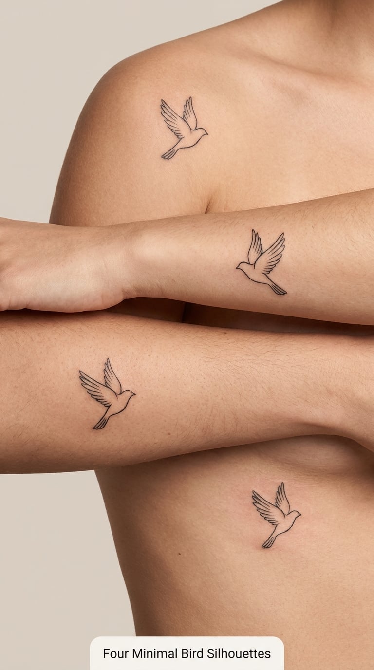Four Minimal Bird Silhouettes