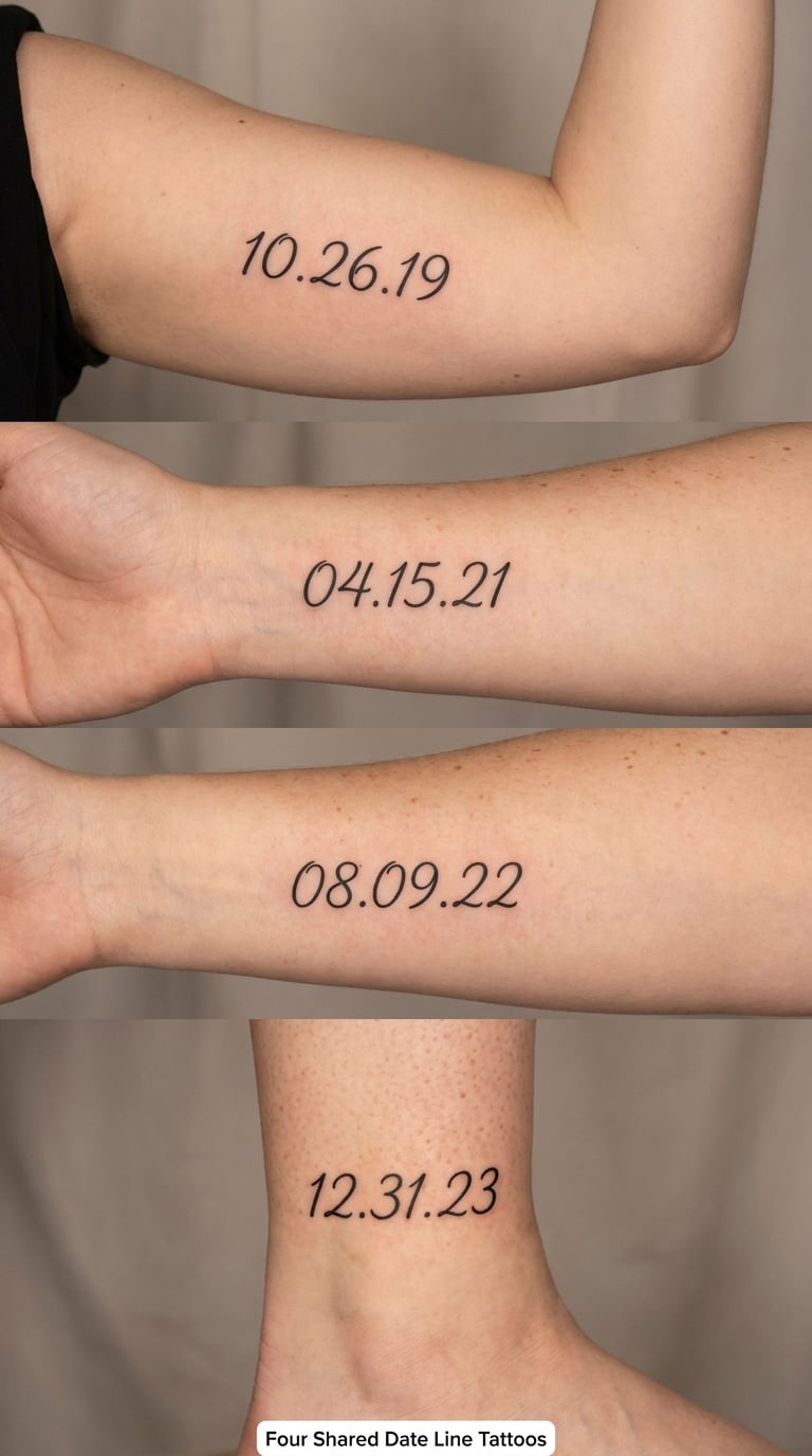 Four Shared Date Line Tattoos