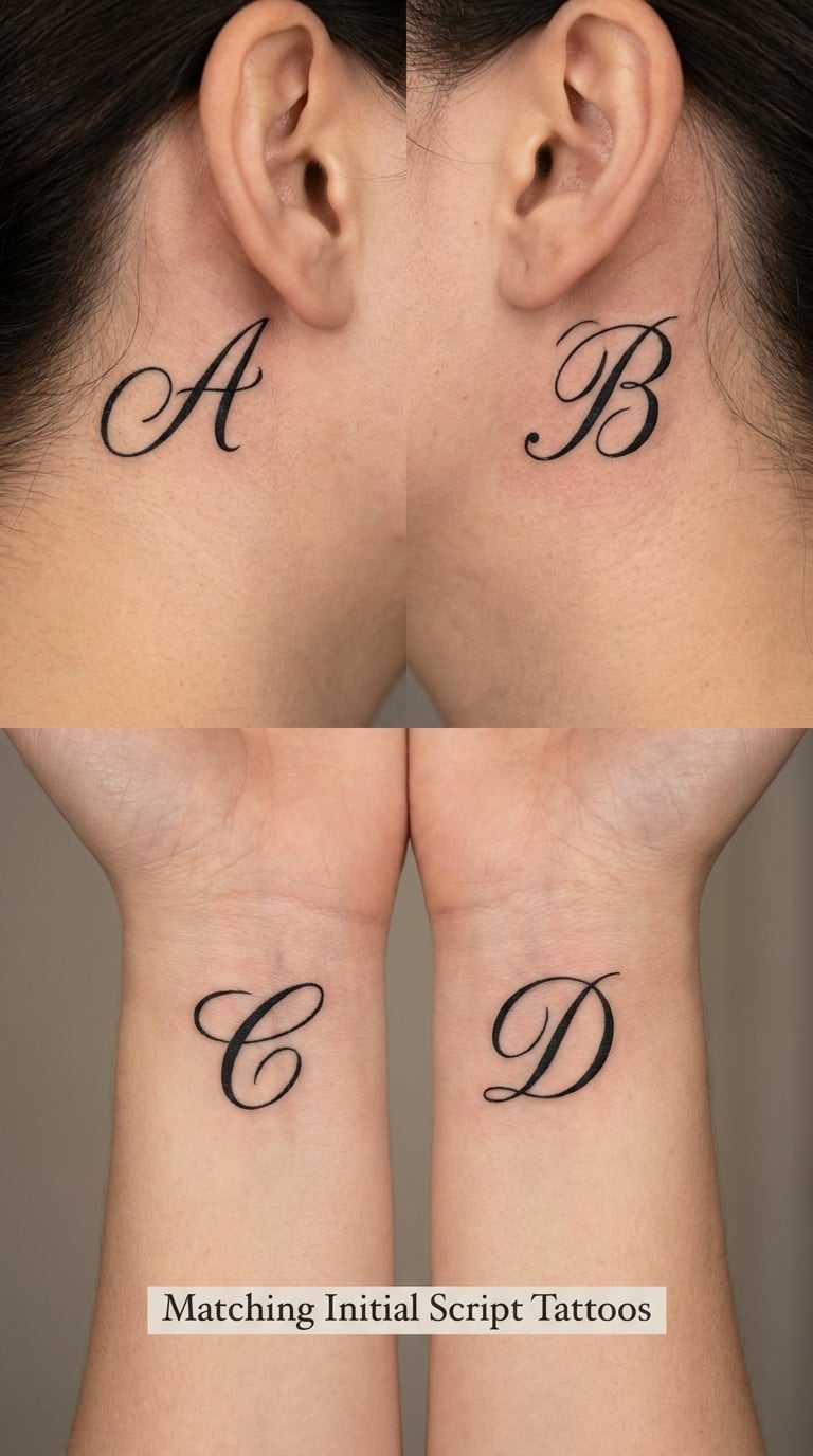 Matching Initial Script Tattoos