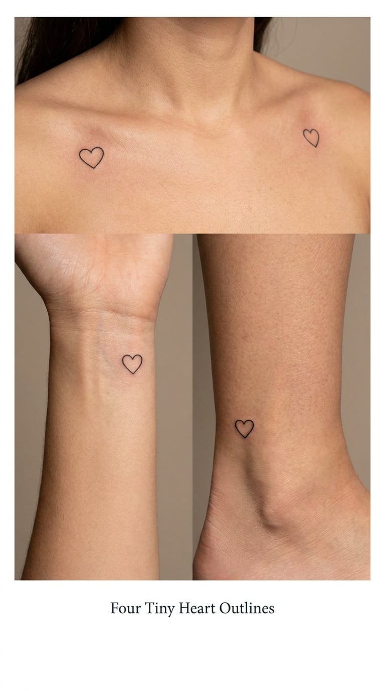 Four Tiny Heart Outlines
