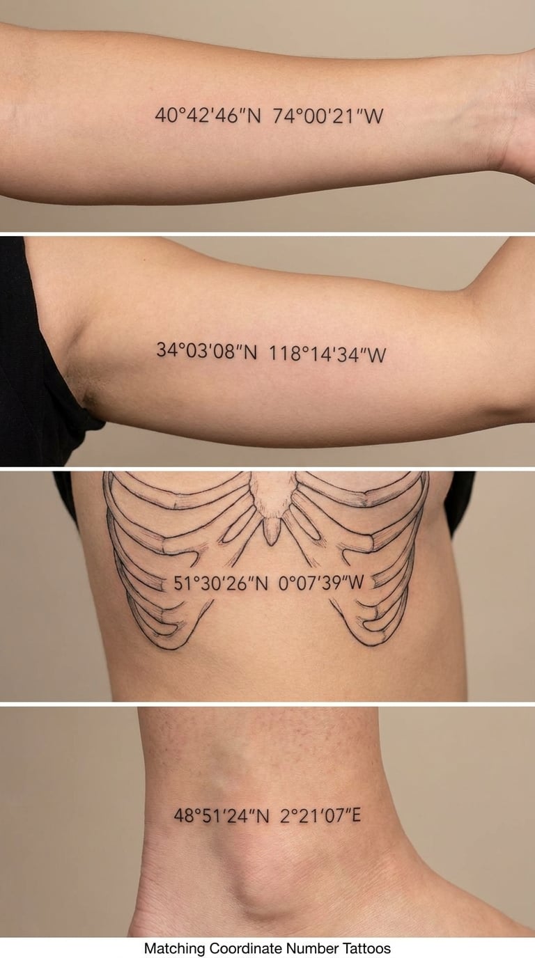 Matching Coordinate Number Tattoos