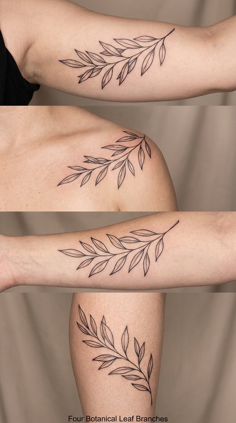 Four Botanical Leaf Branches