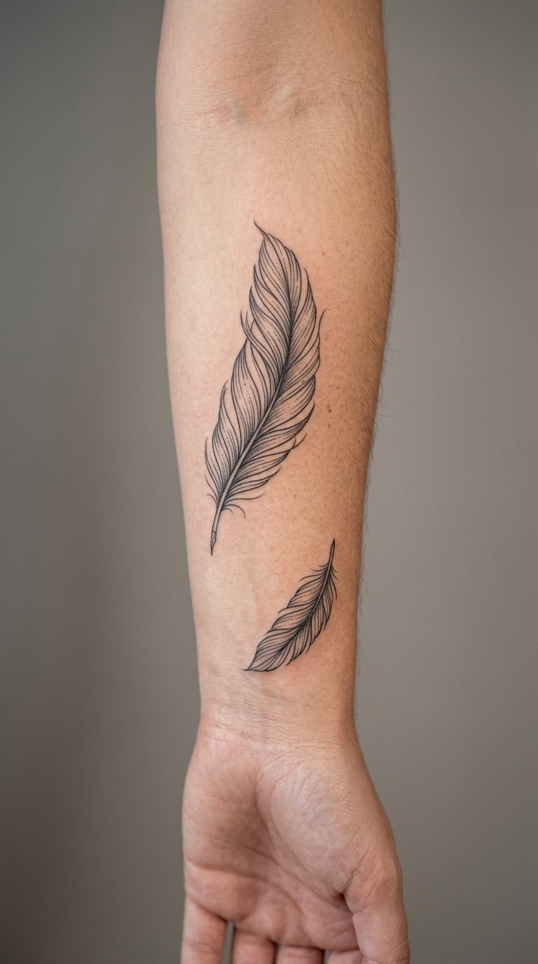 Matching Feather Tattoos
