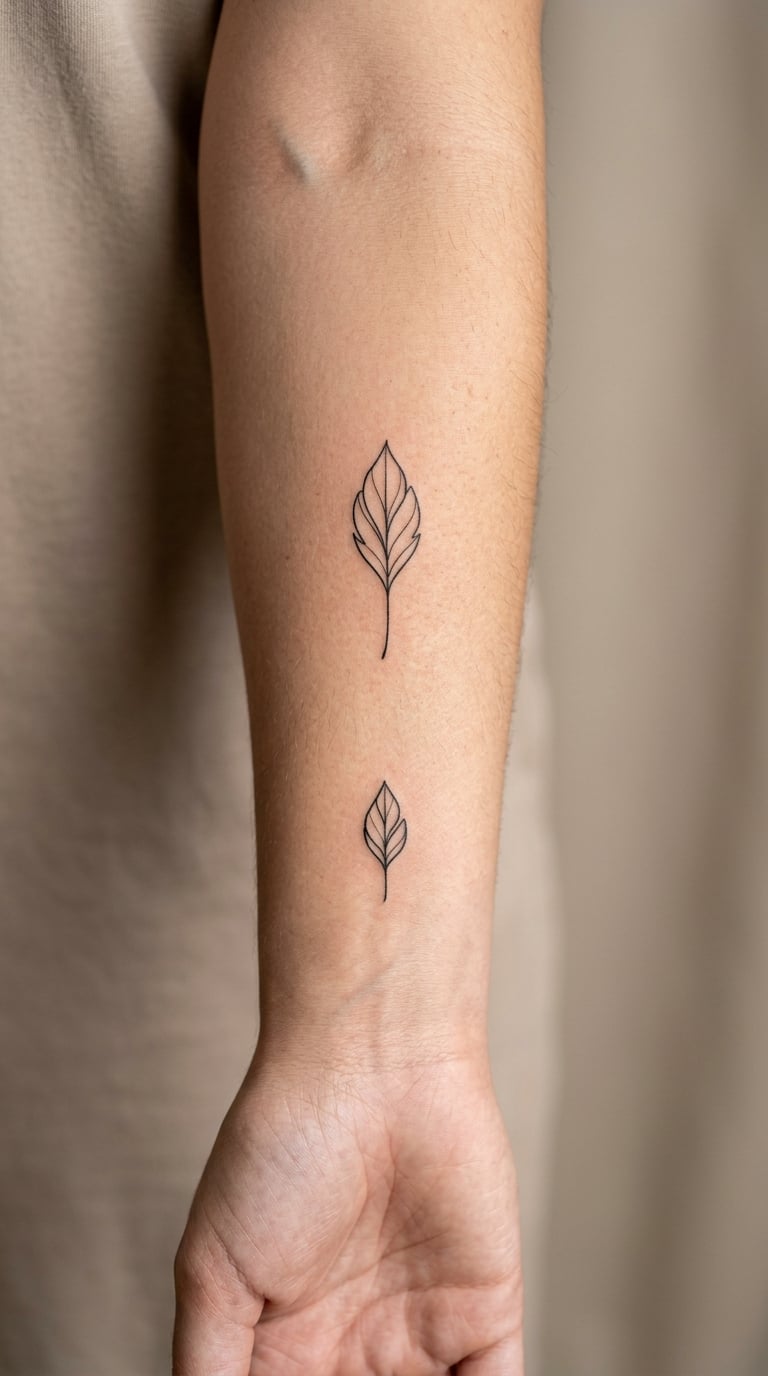 Matching Botanical Leaf Tattoos