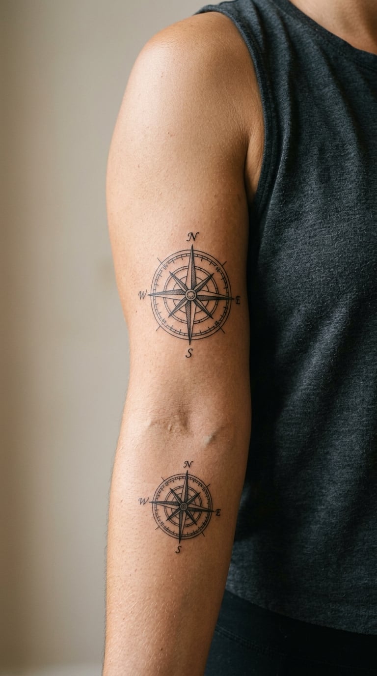 Matching Compass Tattoos