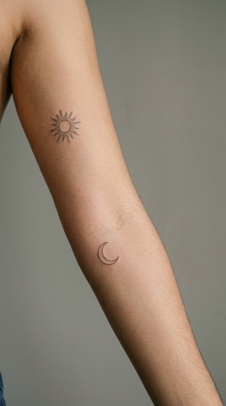 Mother and Son Sun and Moon Tattoos