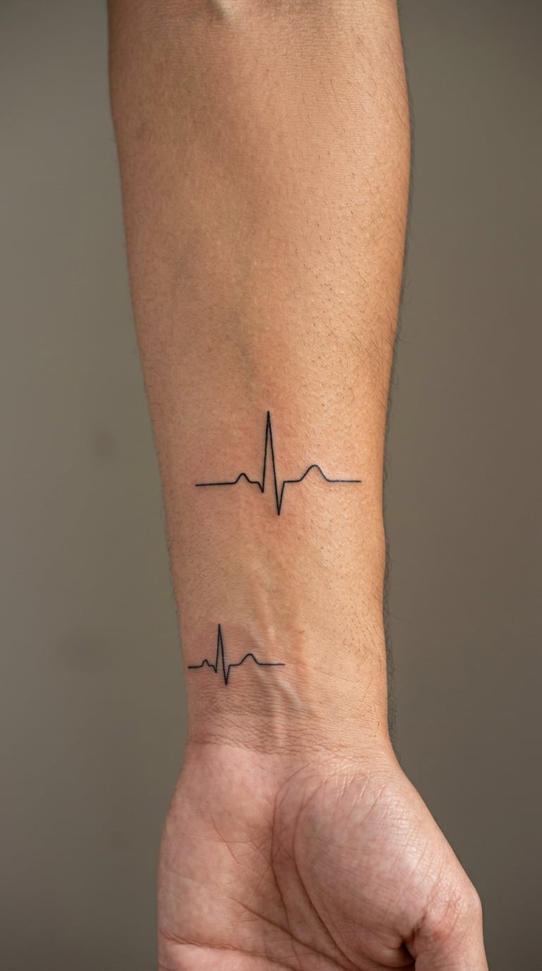 Matching Heartbeat Line Tattoos
