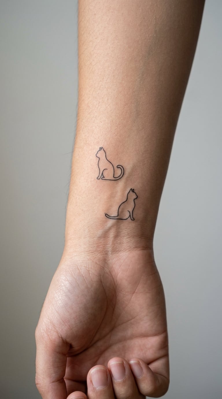 Two Simple Cats in Profile