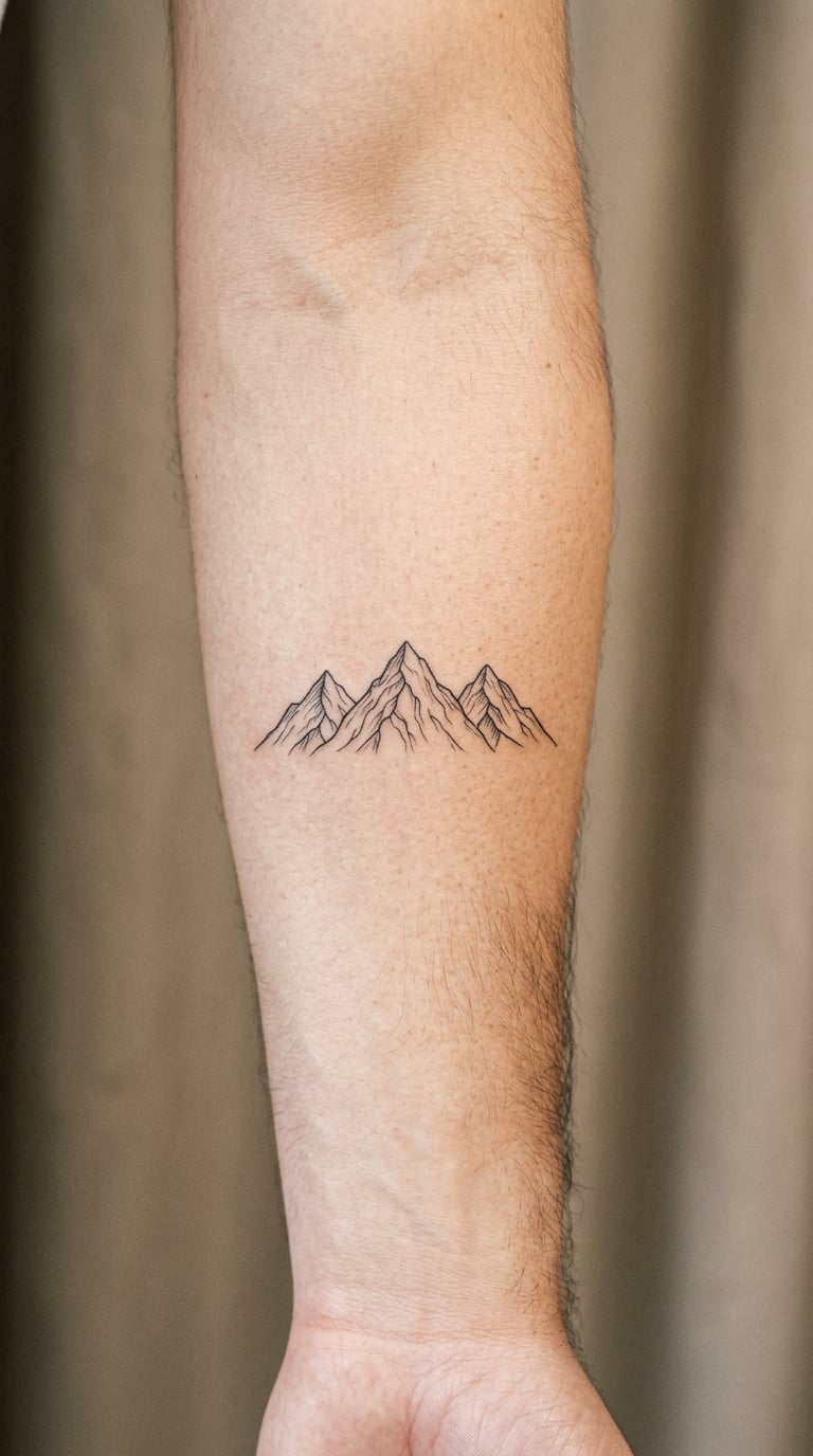 Fine-Line Mountain Range on the Inner Forearm