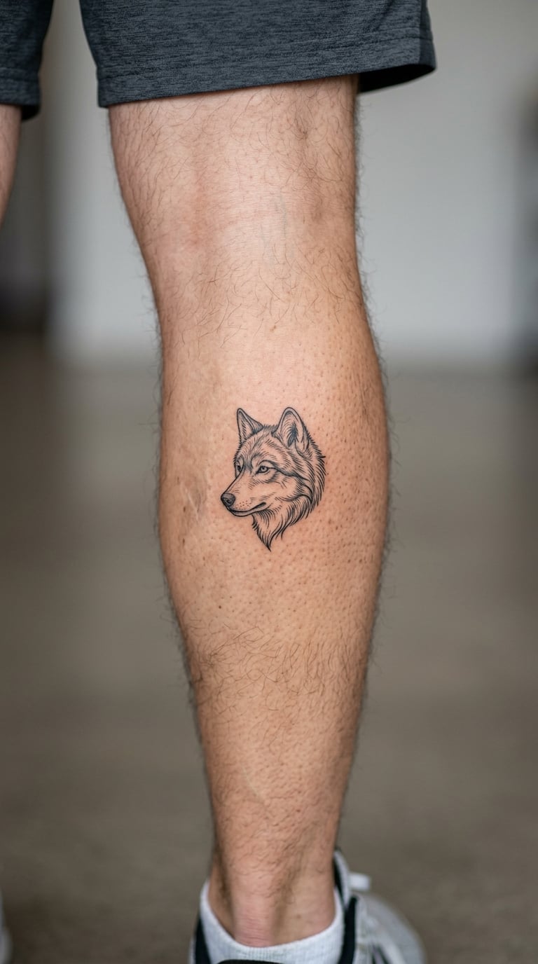 Small Wolf Head on the Calf