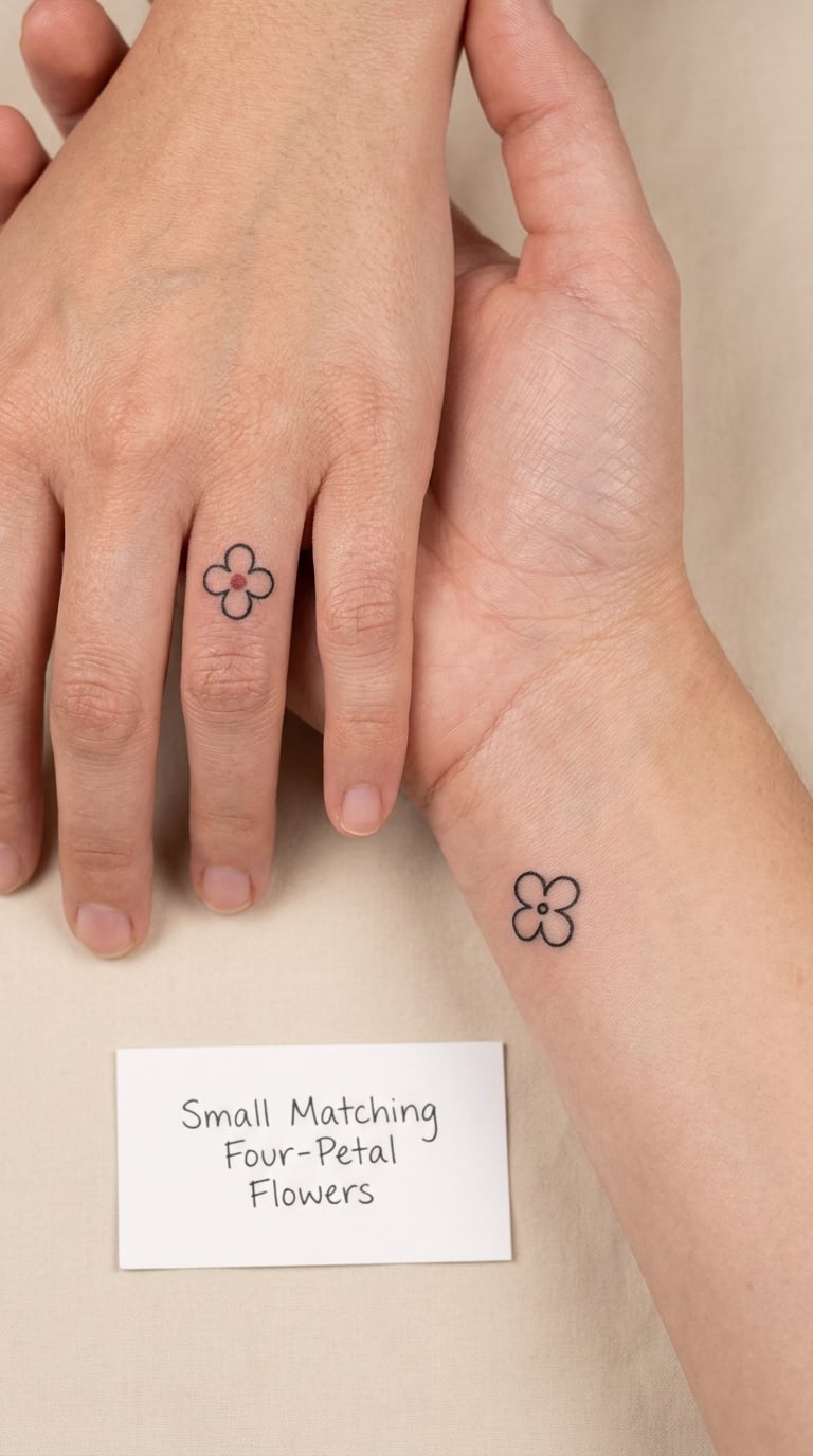 Small Matching Four-Petal Flowers