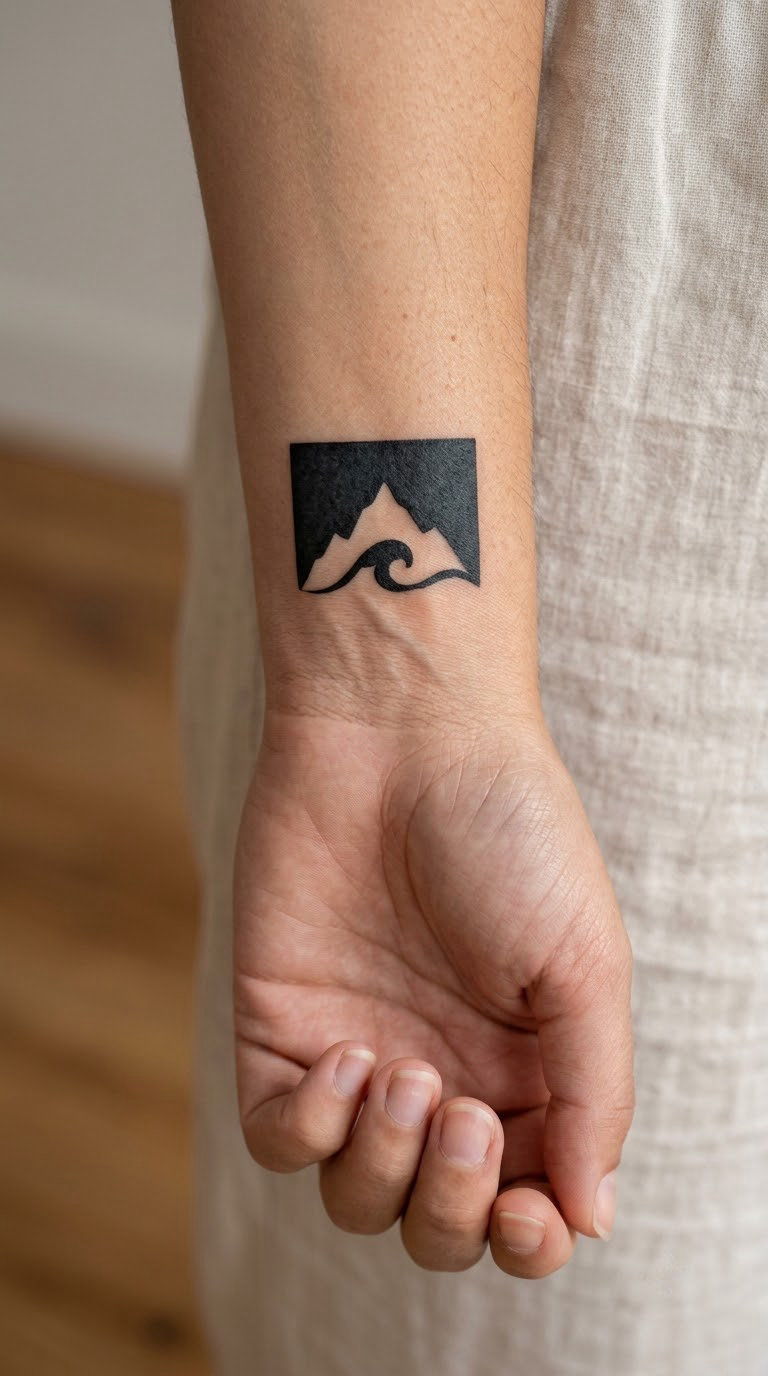 Tiny Wave Nested Inside a Mountain Peak
