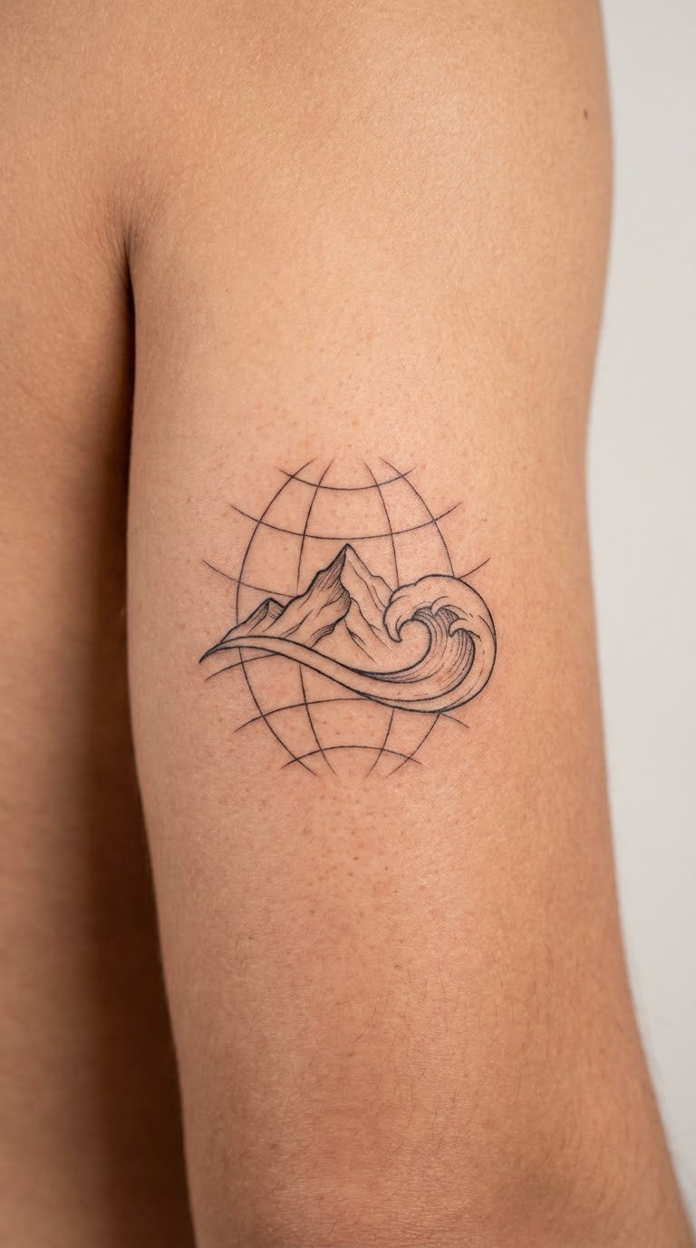 Latitude Lines Across Mountain and Sea