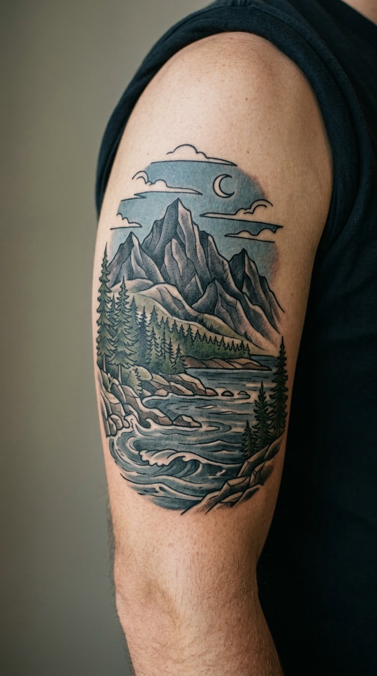 Acadia Coastal Mountain Scene