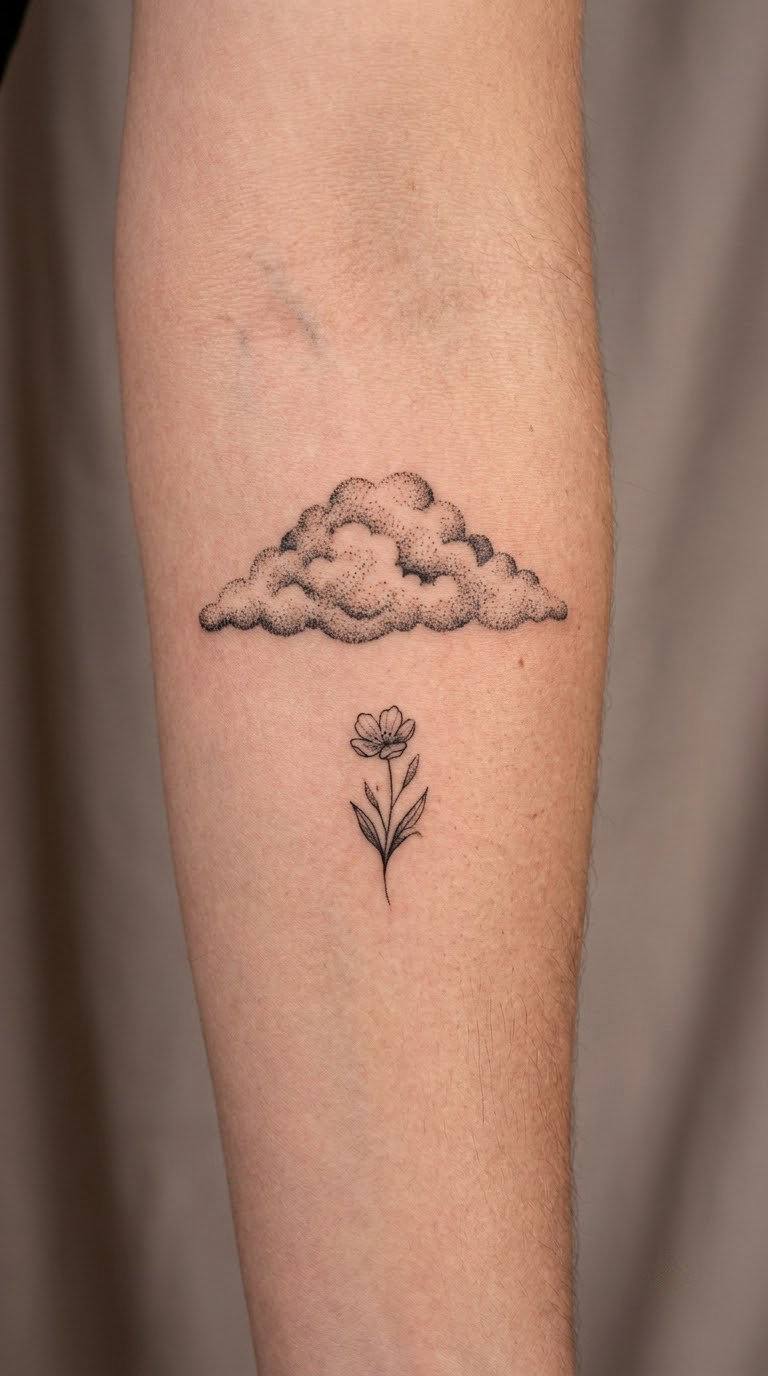 Stippled Cloud and Wildflower