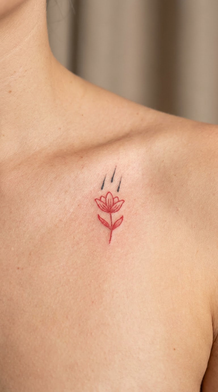 Red Ink Rain Flower