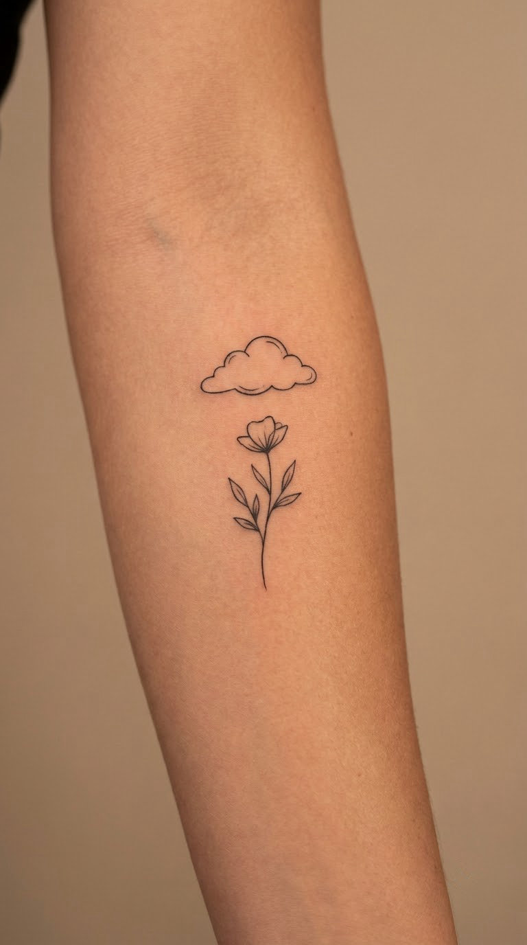 Fine-Line Rain Cloud and Single Stem