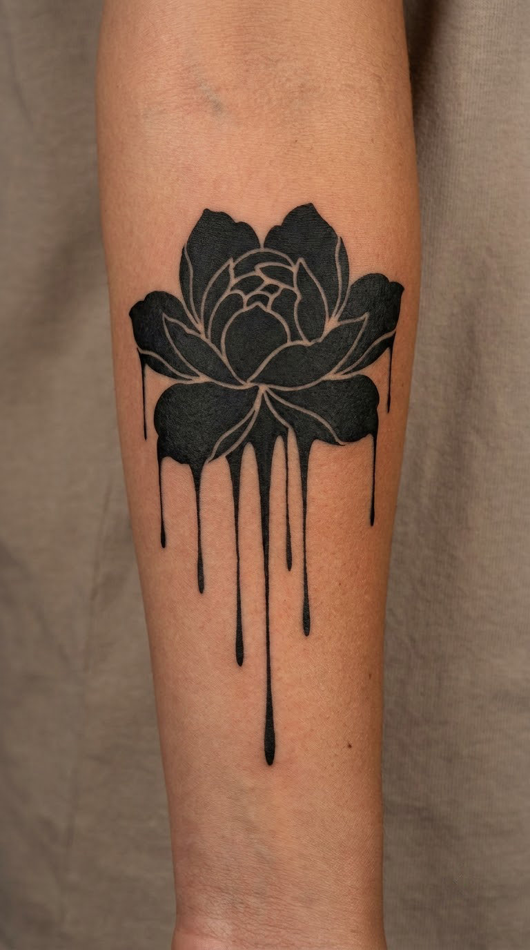 Blackwork Flower Drip