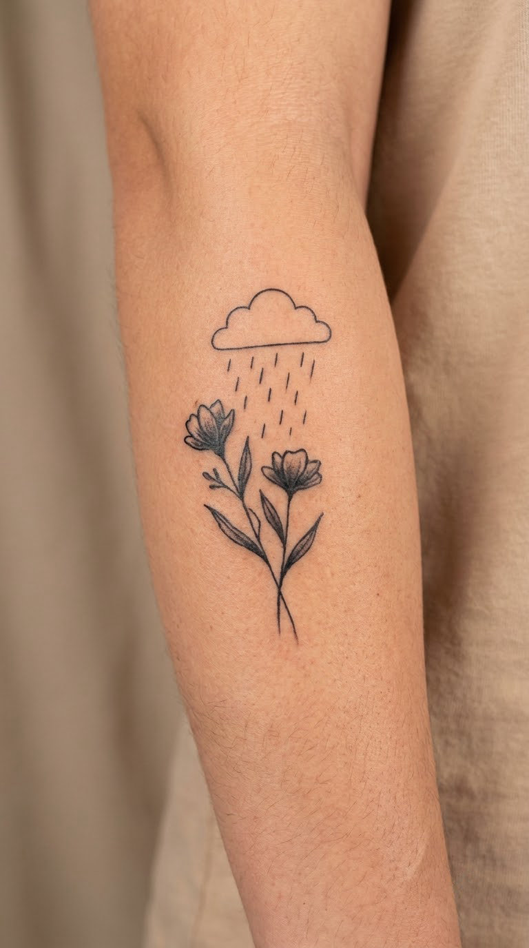 Two Flowers Beneath a Cloud