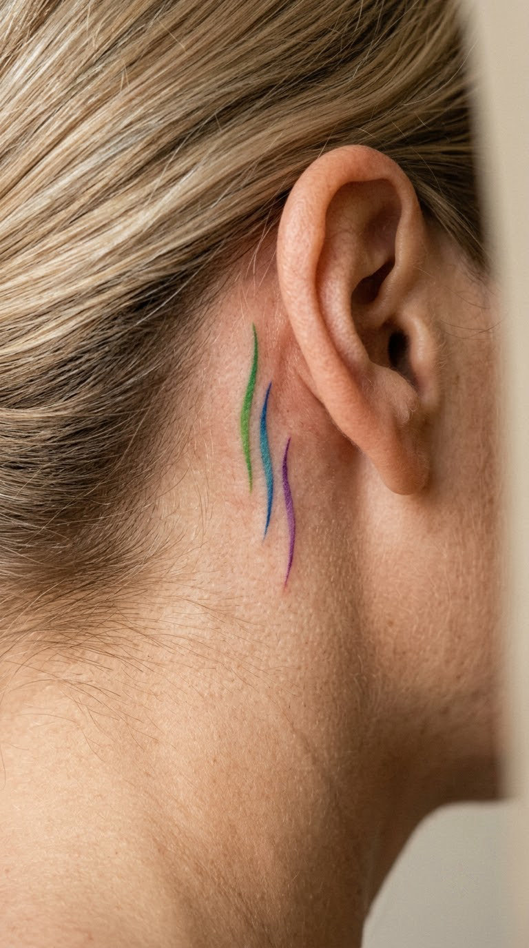 Tiny Three-Line Aurora Behind the Ear