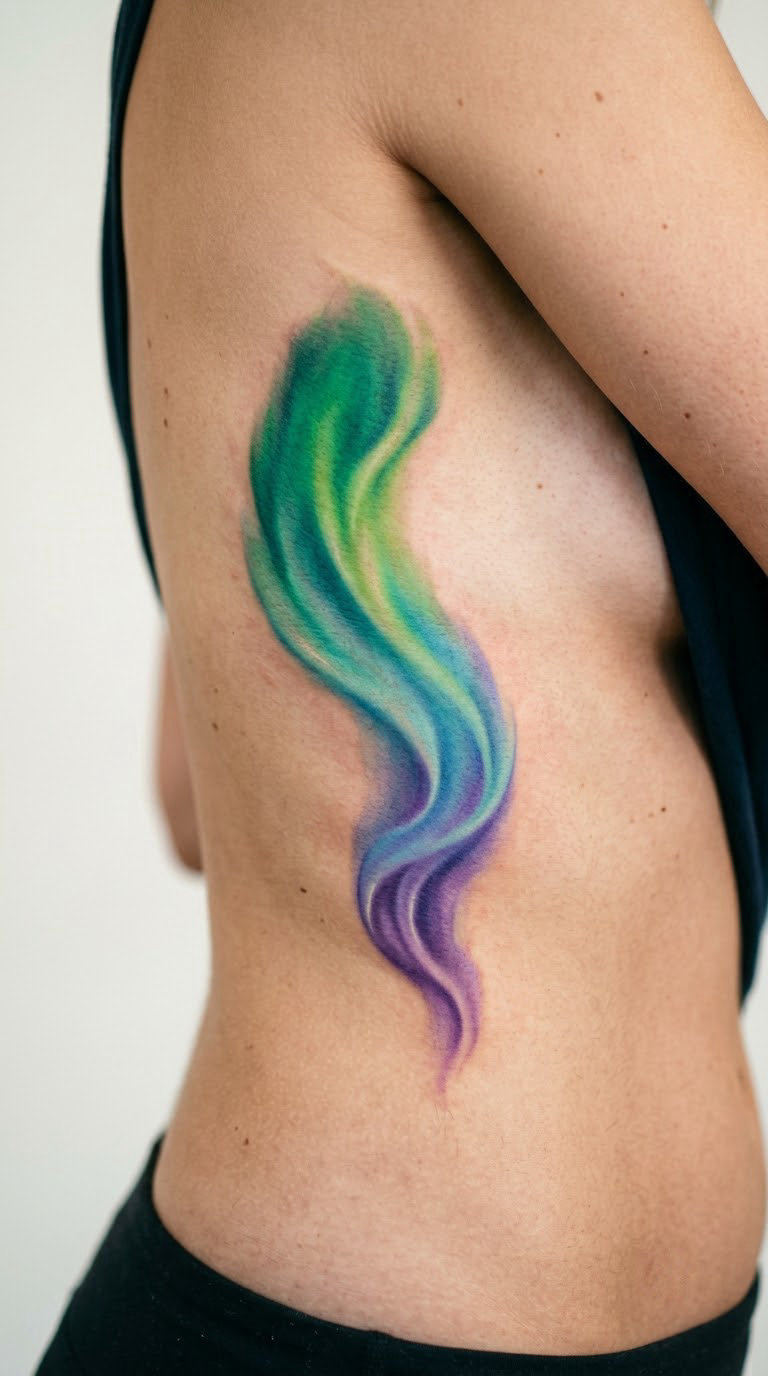 Green-to-Purple Gradient Aurora on the Rib