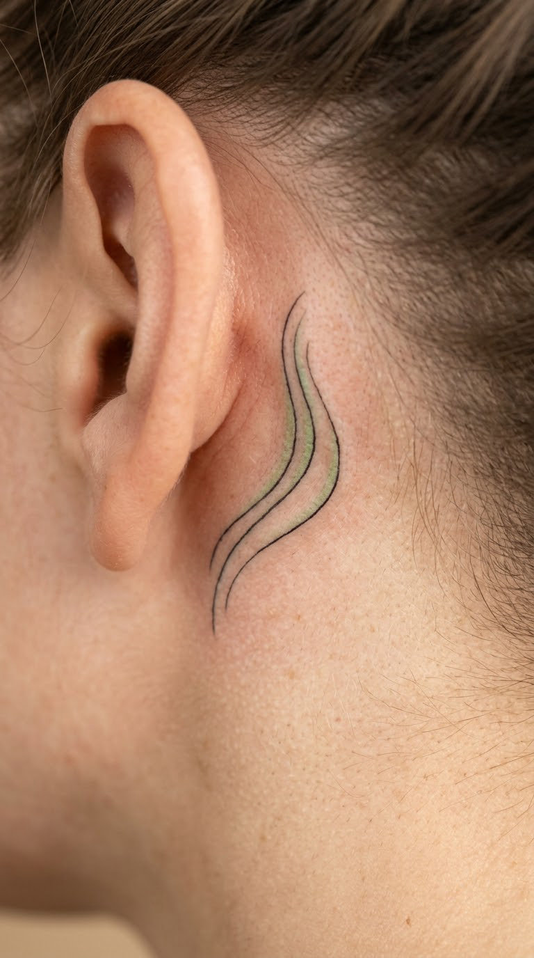 Fine-Line Aurora Wavy Behind the Ear