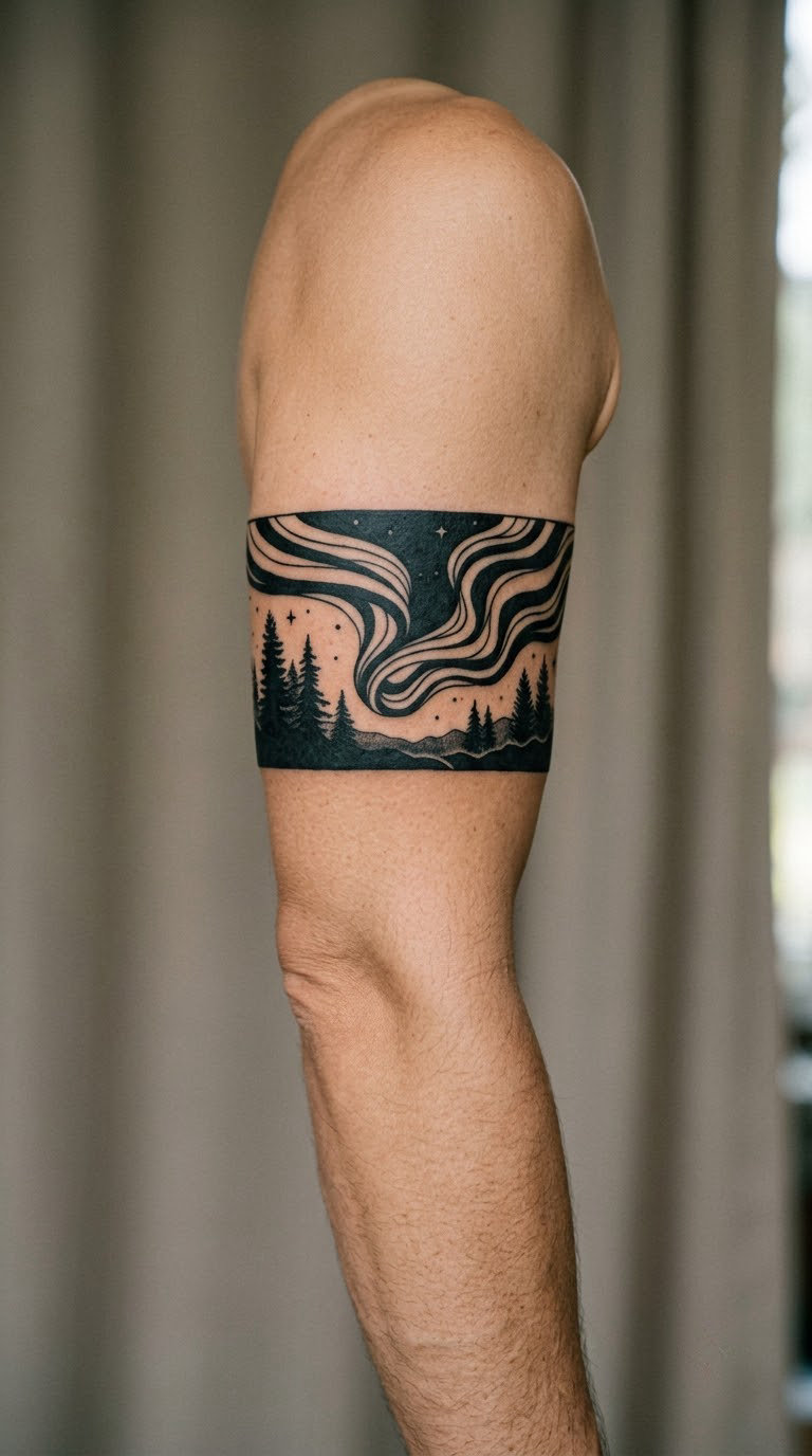 Blackwork Aurora Band on the Arm
