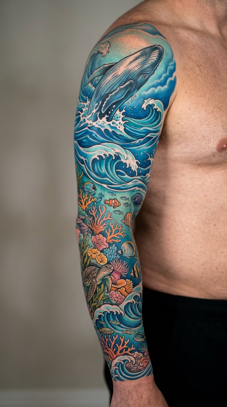 Realistic Full-Length Ocean Sleeve