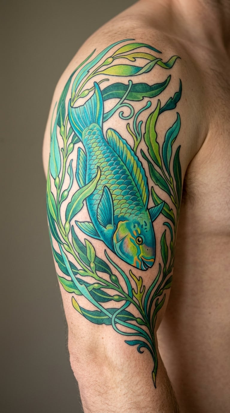 Colourful Parrotfish and Kelp Sleeve