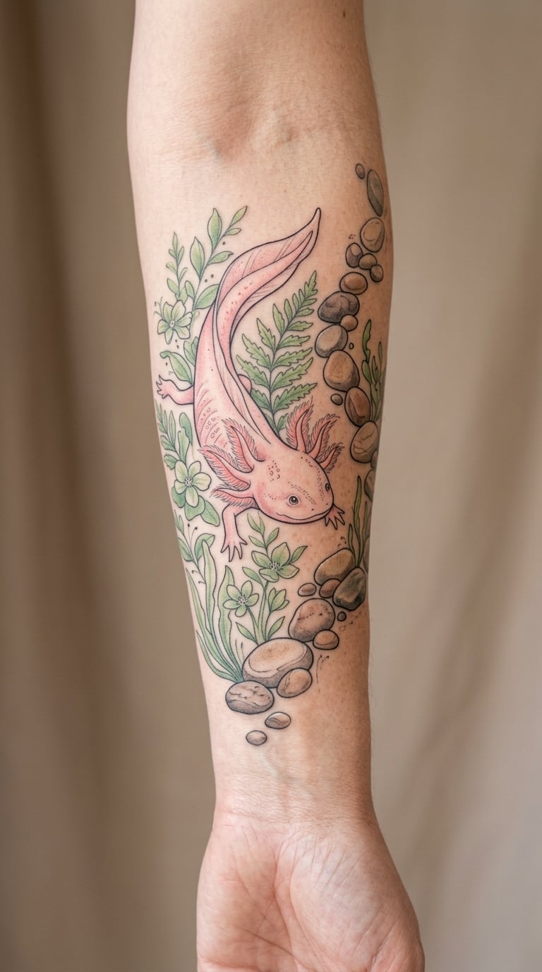 Axolotl and River Stone Sleeve