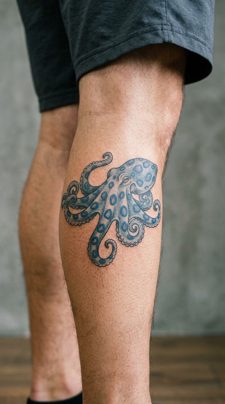 Realistic Blue-Ring Octopus