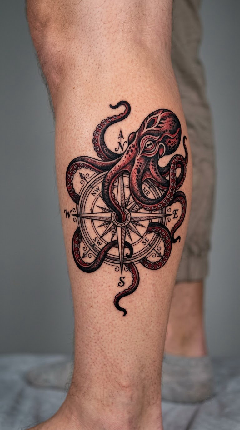 Octopus and Compass Rose