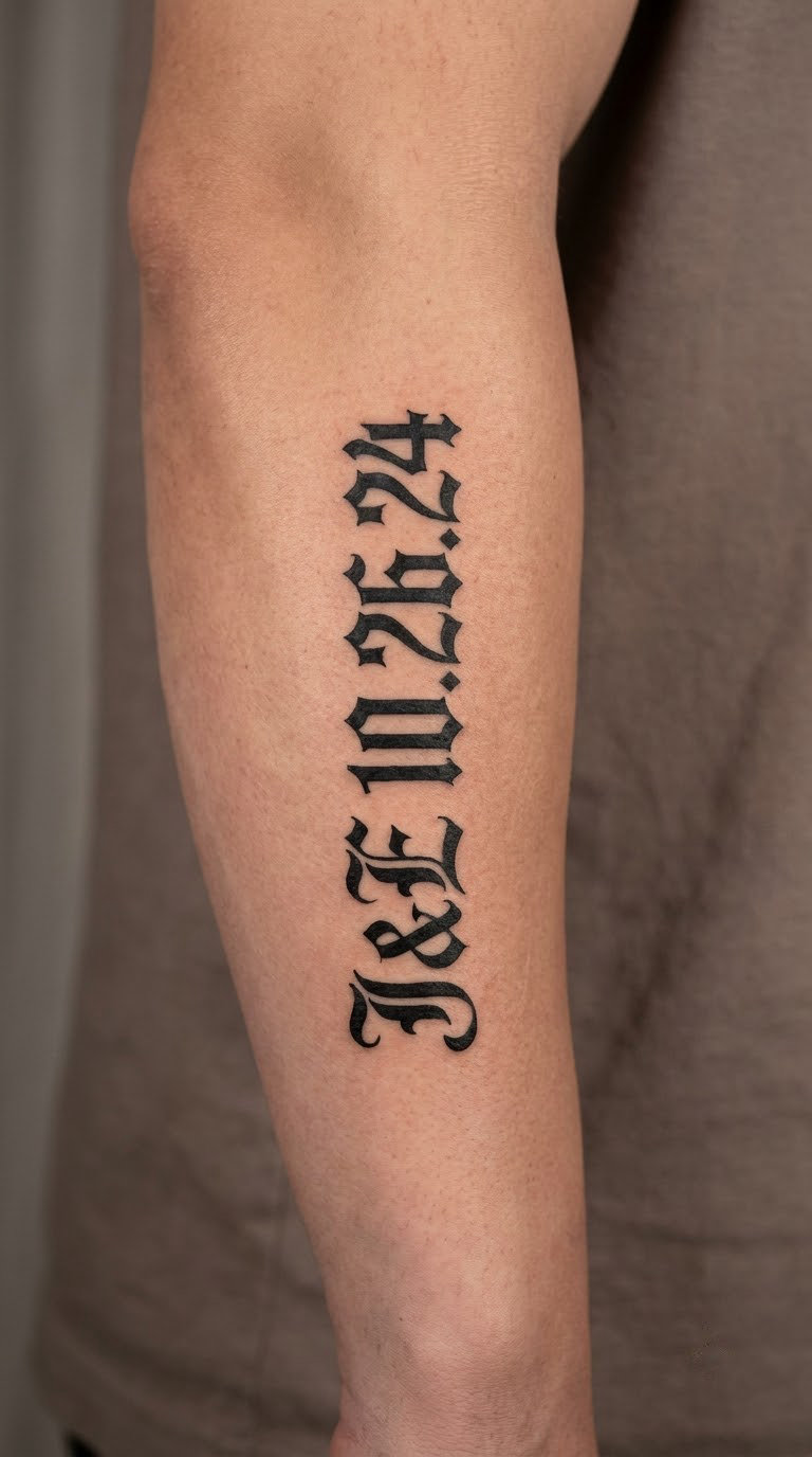 Blackletter Wedding Name and Date
