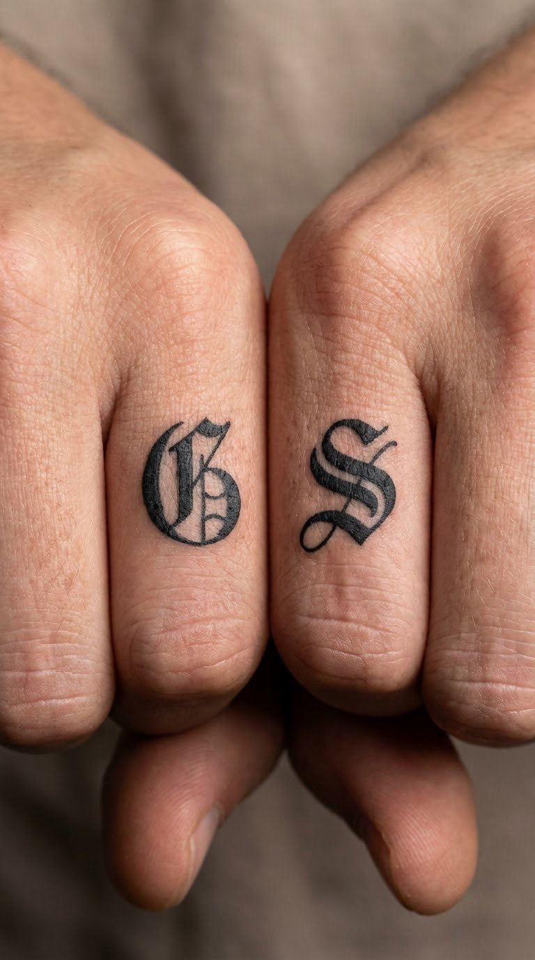 Two Initials Across the Knuckles