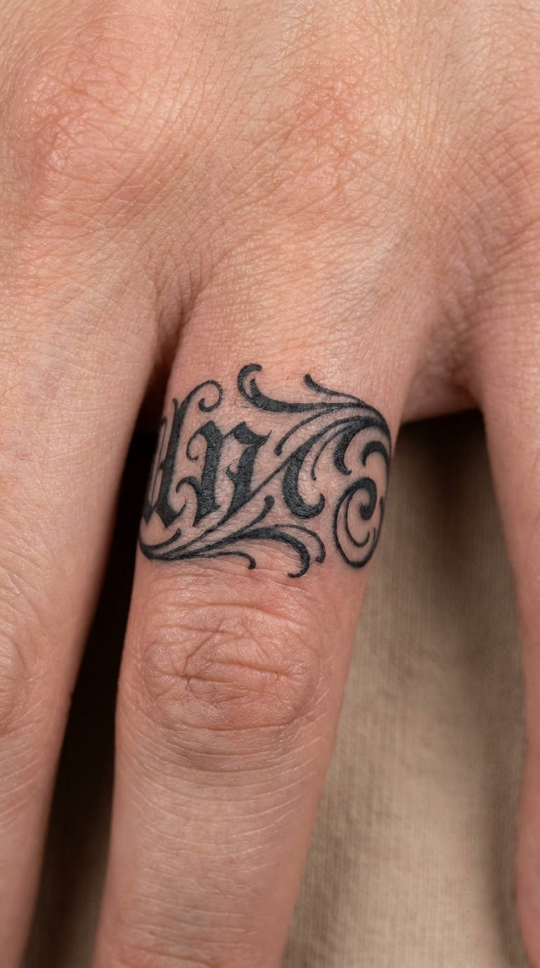 Wedding Band Blackletter Wrap