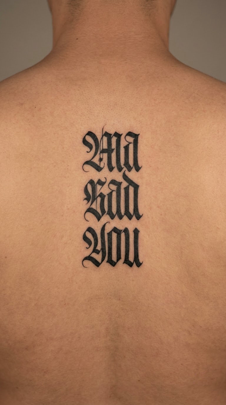 Spine Quote in Stacked Gothic Lines