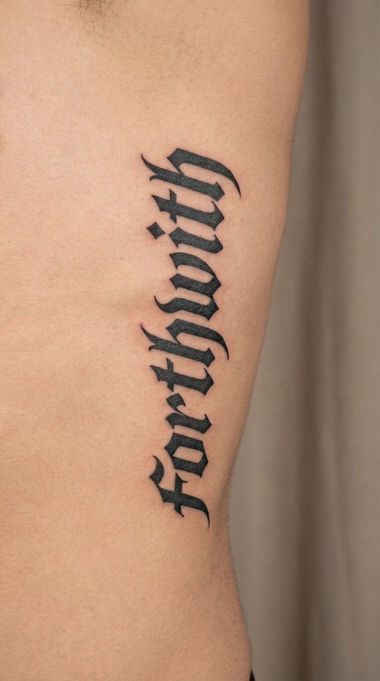 Rib Motto in Tall Blackletter
