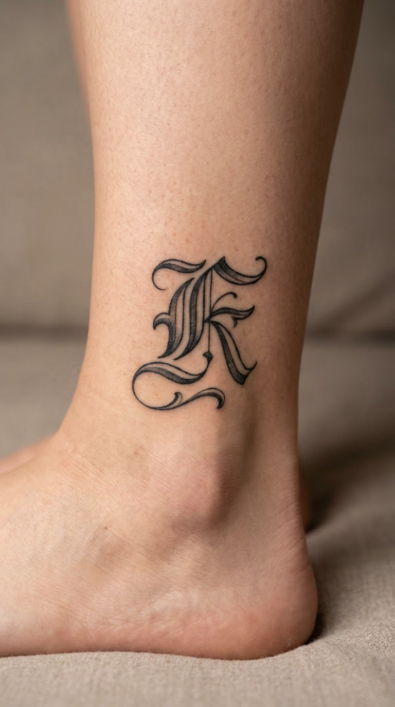 Ankle Name in Flowing Blackletter