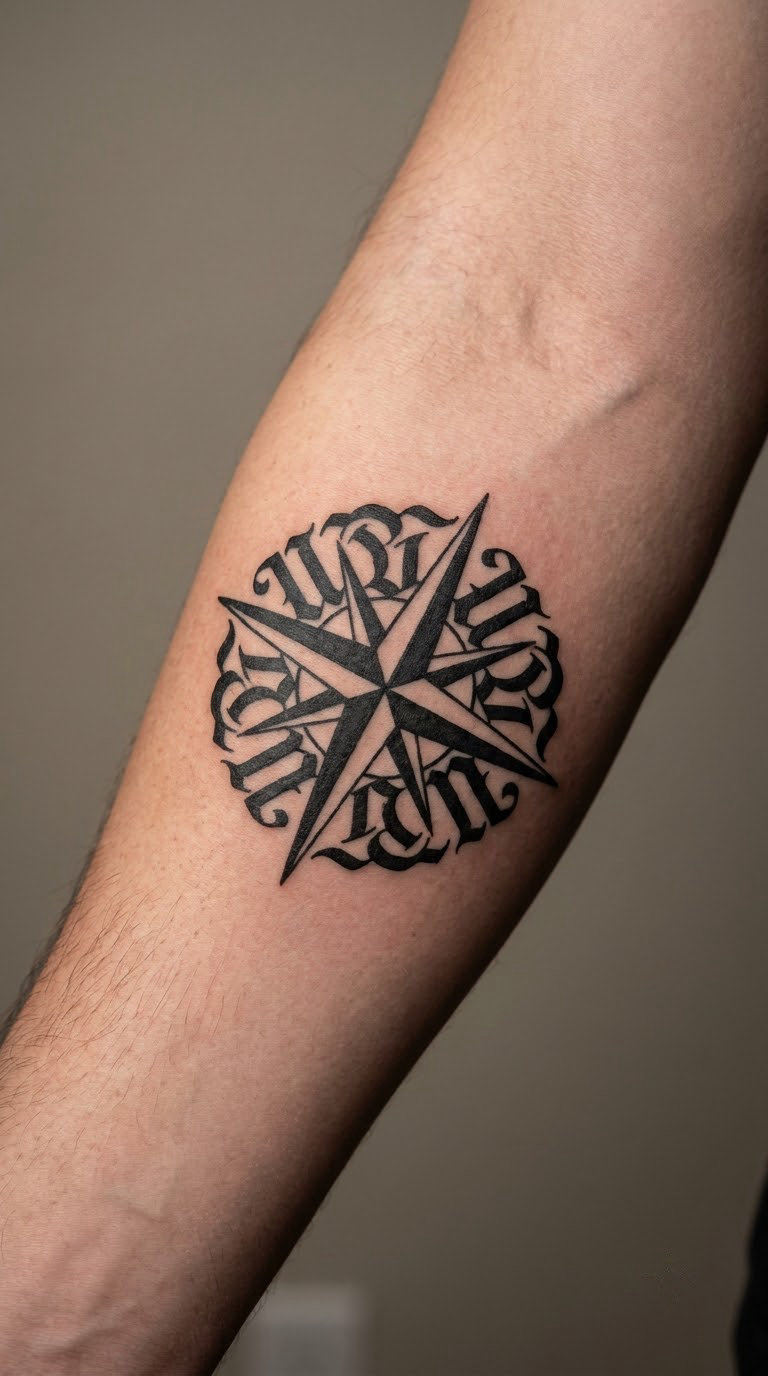Four Directions Ring Lettering