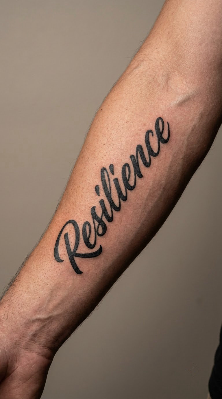 Resilience in Bold Blackwork Script