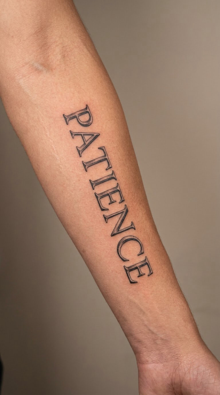Patience in Engraved-Style Lettering