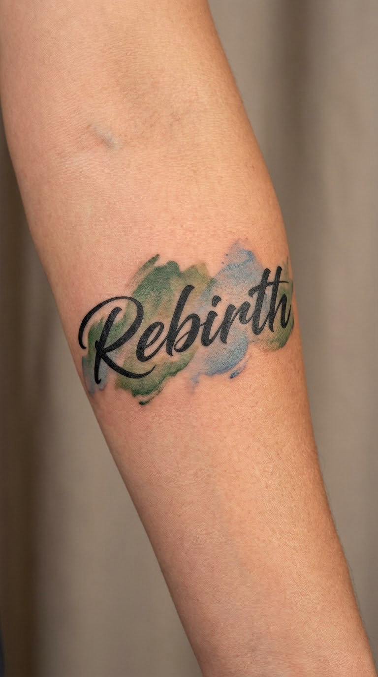 Rebirth in Restrained Watercolour Script