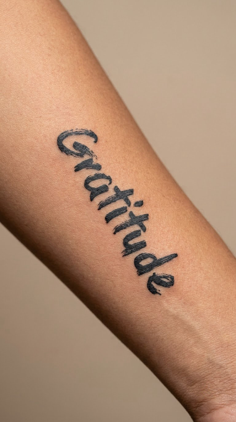 Gratitude in Blackwork Handwriting