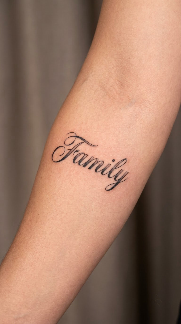 Family in Elegant Italic Type