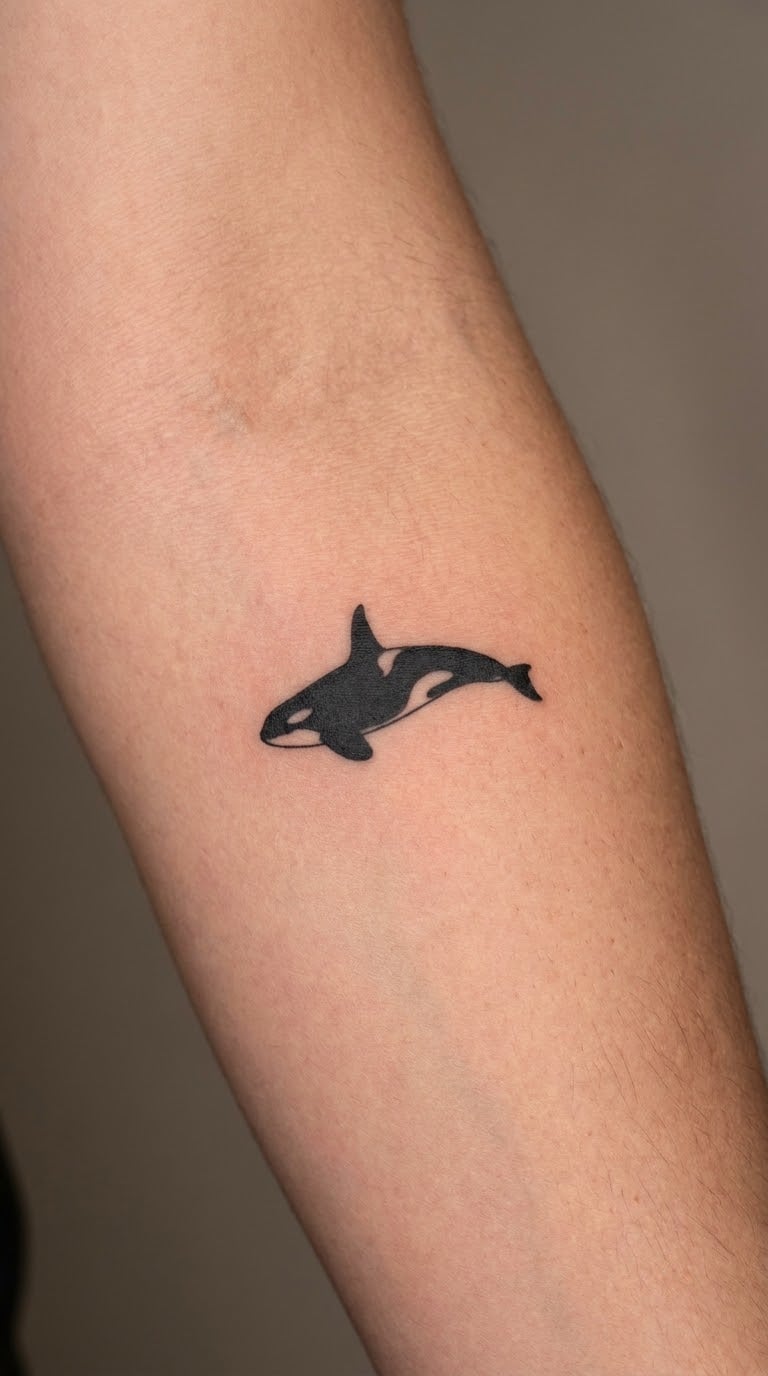 Minimal Black Orca Silhouette