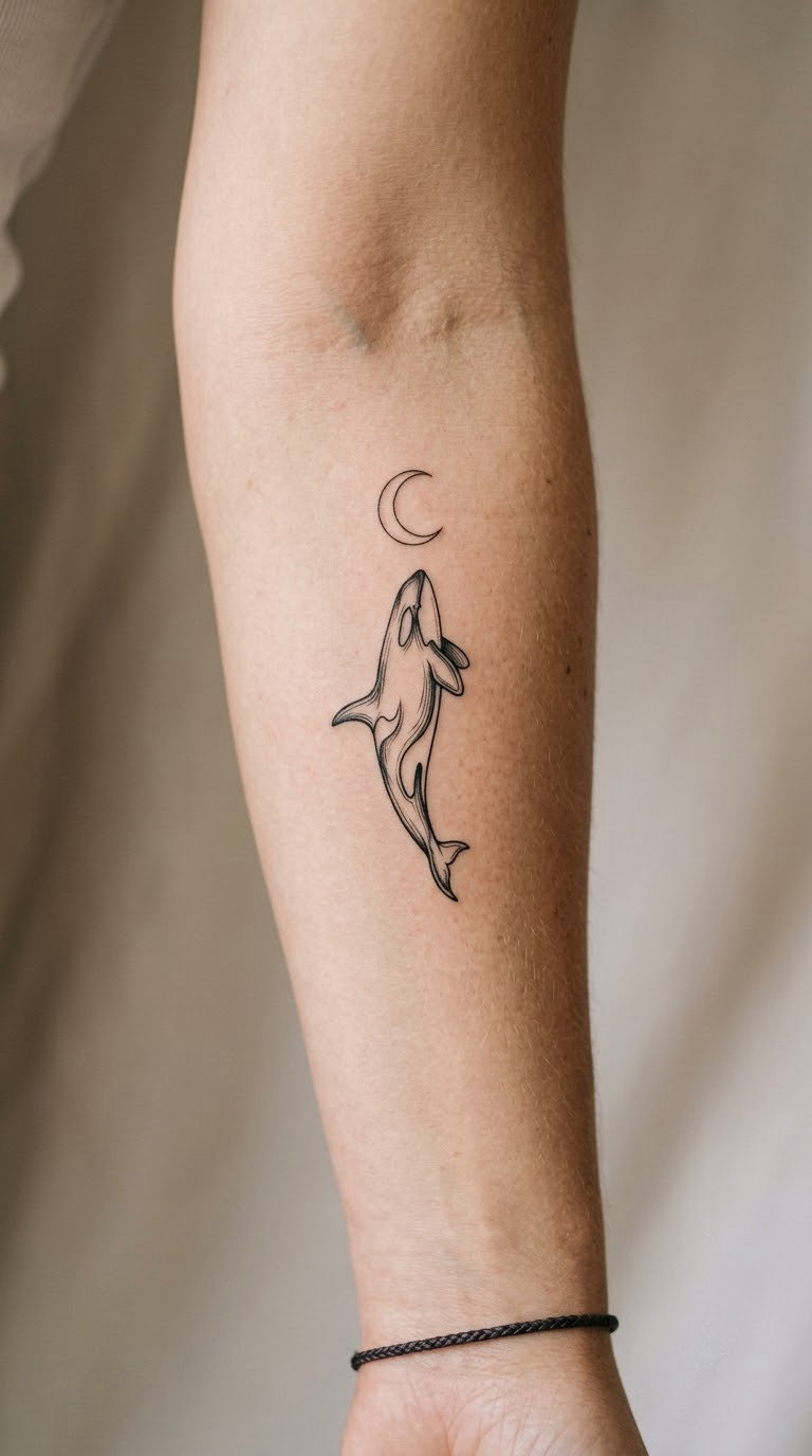 Crescent Moon And Orca