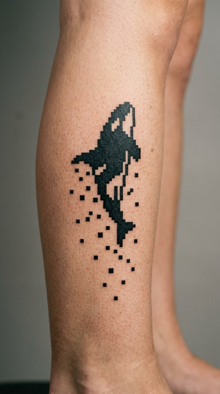 Pixelated Orca In Motion