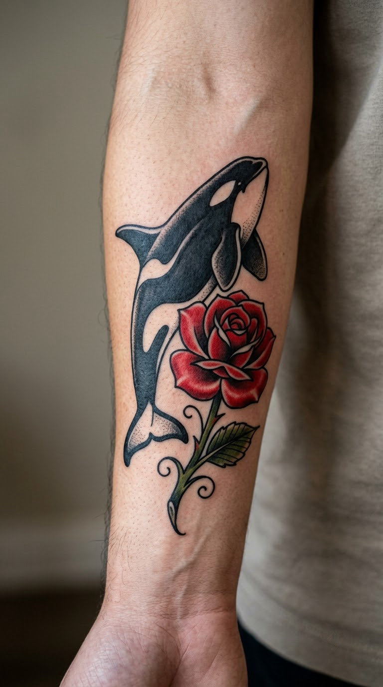 Traditional Orca With Rose