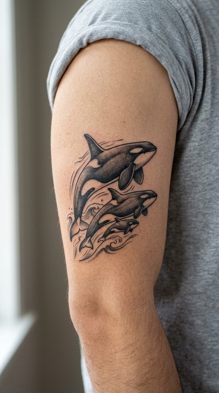 Orca Pod With Baby